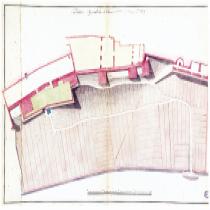 Mappa dell’Orto botanico di Giovanni Filippini risalente al 1829. Si notino gli spaccati dei piani inferiori del Palazzo Ducale